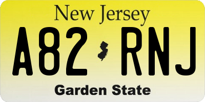 NJ license plate A82RNJ