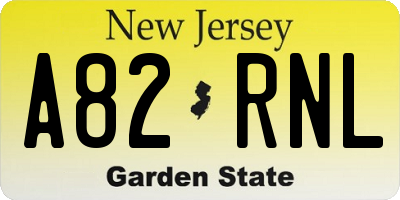 NJ license plate A82RNL
