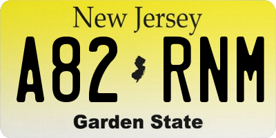 NJ license plate A82RNM