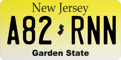 NJ license plate A82RNN