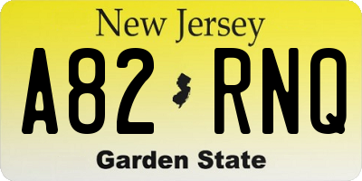 NJ license plate A82RNQ