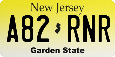 NJ license plate A82RNR
