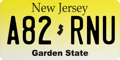 NJ license plate A82RNU