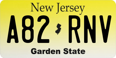 NJ license plate A82RNV