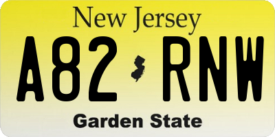 NJ license plate A82RNW