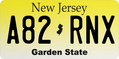 NJ license plate A82RNX