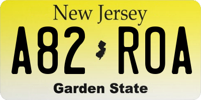 NJ license plate A82ROA