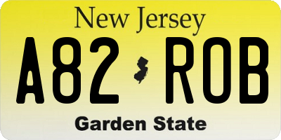 NJ license plate A82ROB