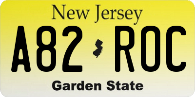 NJ license plate A82ROC