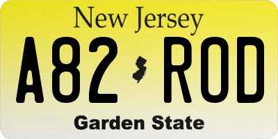 NJ license plate A82ROD