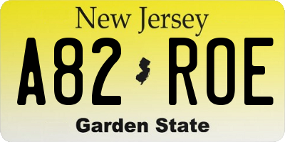 NJ license plate A82ROE