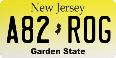 NJ license plate A82ROG