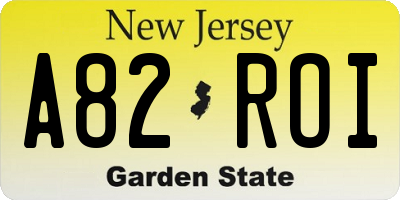 NJ license plate A82ROI