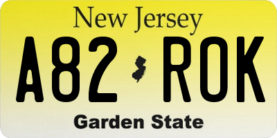 NJ license plate A82ROK