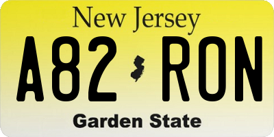 NJ license plate A82RON