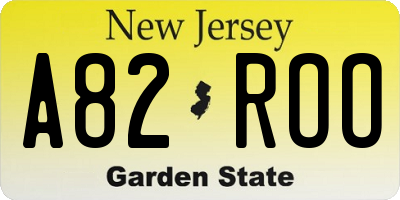NJ license plate A82ROO