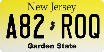NJ license plate A82ROQ