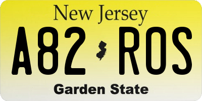NJ license plate A82ROS
