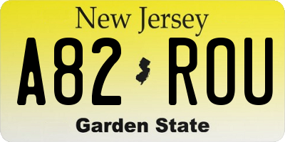 NJ license plate A82ROU