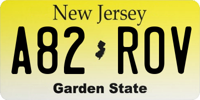 NJ license plate A82ROV