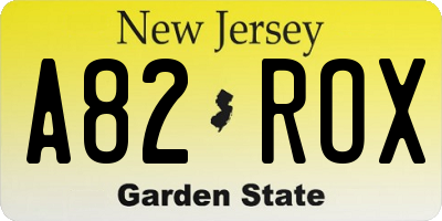 NJ license plate A82ROX
