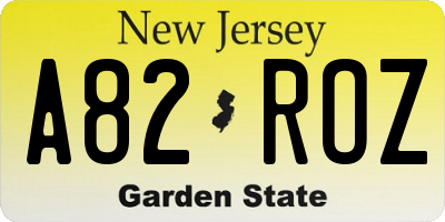 NJ license plate A82ROZ