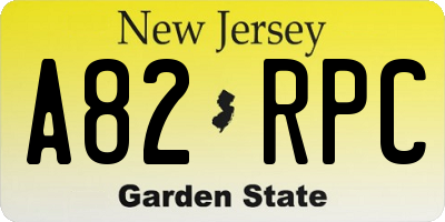 NJ license plate A82RPC