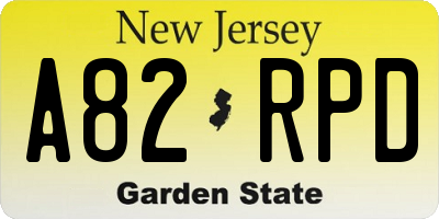NJ license plate A82RPD