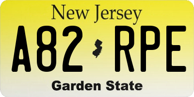 NJ license plate A82RPE