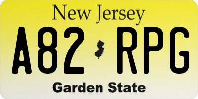 NJ license plate A82RPG