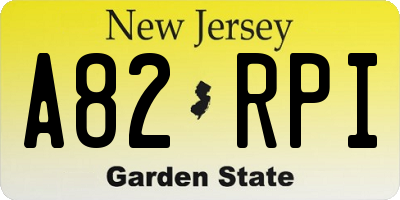 NJ license plate A82RPI
