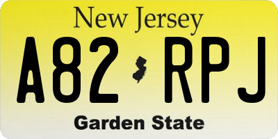 NJ license plate A82RPJ
