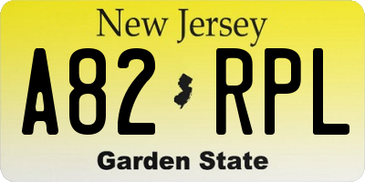 NJ license plate A82RPL