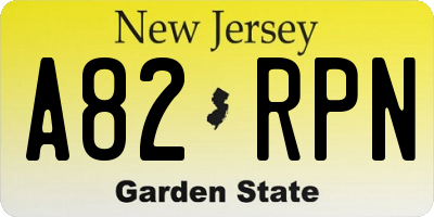 NJ license plate A82RPN