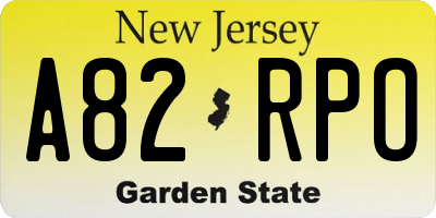 NJ license plate A82RPO
