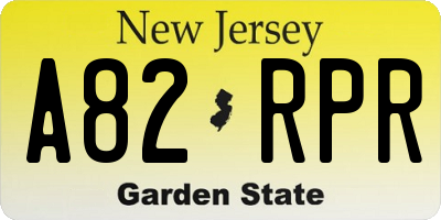 NJ license plate A82RPR
