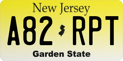 NJ license plate A82RPT
