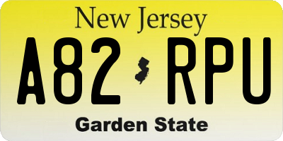 NJ license plate A82RPU