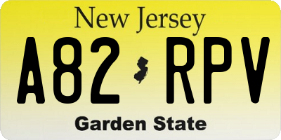 NJ license plate A82RPV