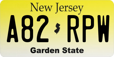 NJ license plate A82RPW