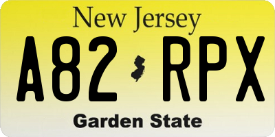NJ license plate A82RPX