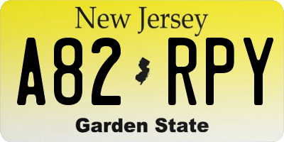NJ license plate A82RPY
