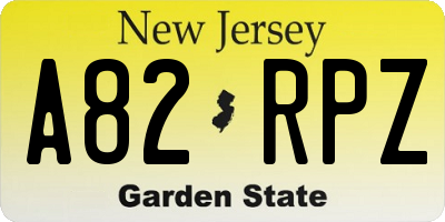 NJ license plate A82RPZ