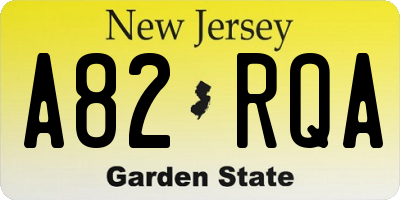 NJ license plate A82RQA