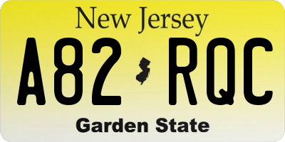 NJ license plate A82RQC