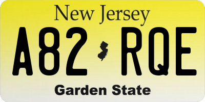 NJ license plate A82RQE