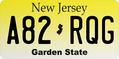 NJ license plate A82RQG
