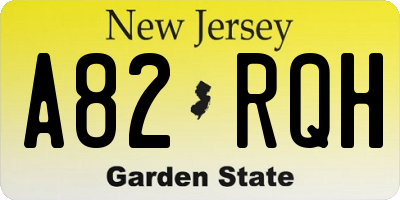 NJ license plate A82RQH