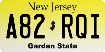NJ license plate A82RQI