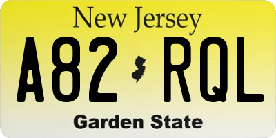 NJ license plate A82RQL